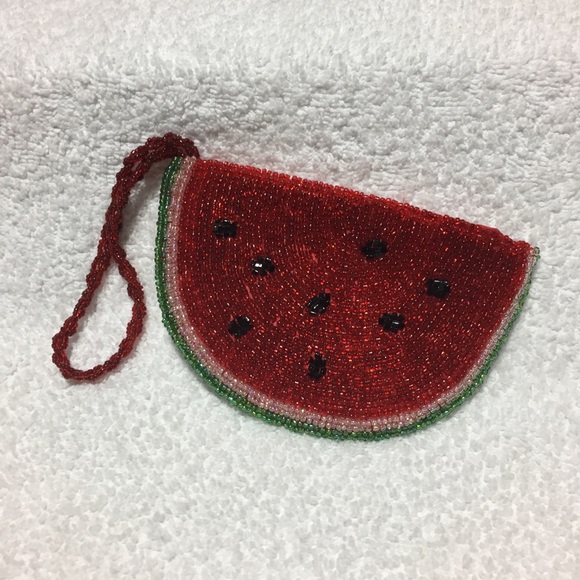 Handbags - Watermelon Beaded Coin Purse Wristlet